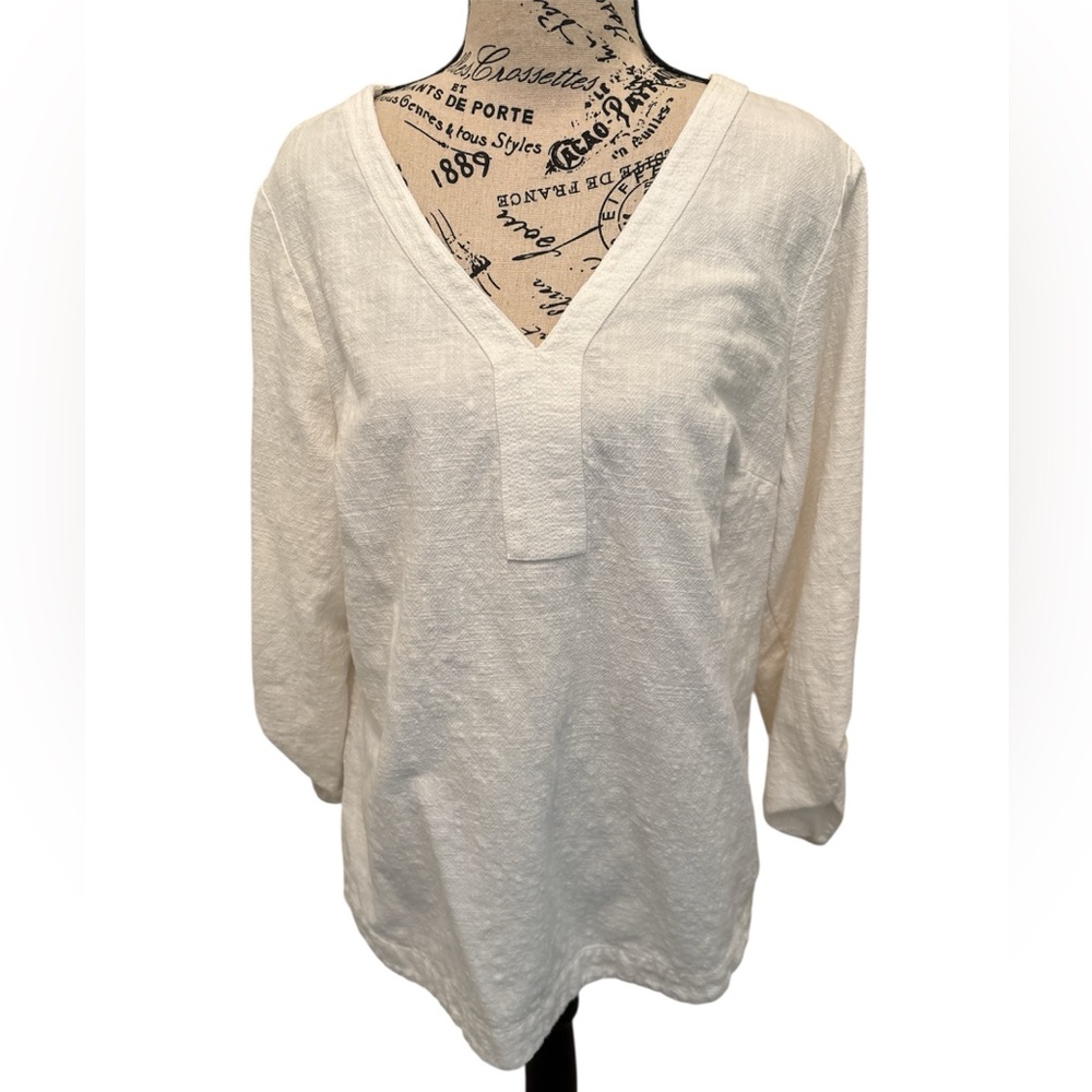 Soft Surroundings Cream Relaxed Tunic with 3/4 Sleeves